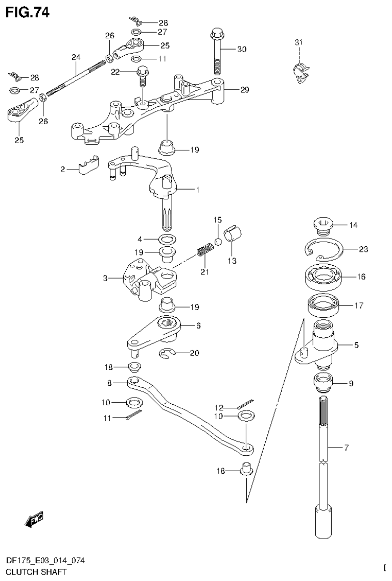 Suzuki DF175ZG CLUTCH SHAFT (DF150ZG E03) parts diagram